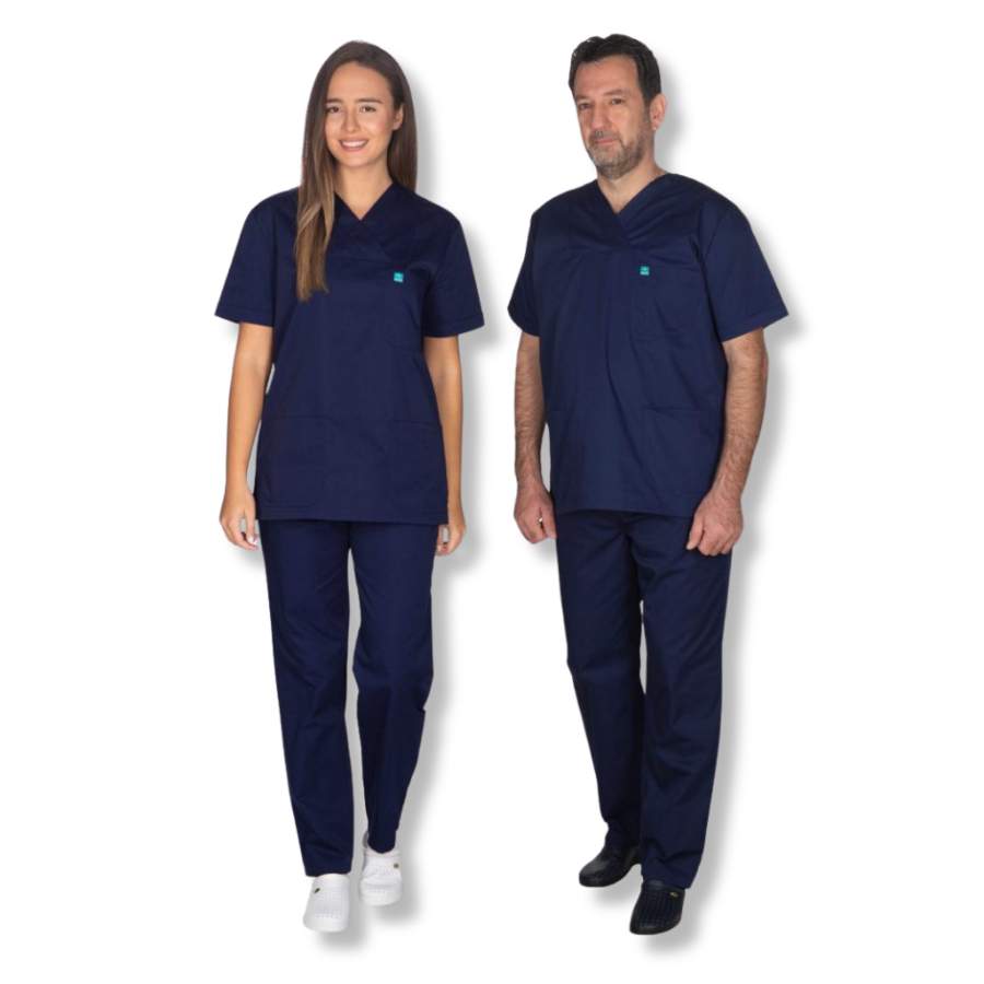 Scrub Unisex Σκούρο Μπλε Ιατρική στολή σετ γιατροί νοσηλευτές κτηνίατροι αισθητικοί