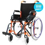 Παιδικό αναπηρικό αμαξίδιο “Rainbow” της Mobiak Care με πτυσσόμενο σκελετό και αποσπώμενα υποπόδια, κατάλληλο για καθημερινή χρήση από παιδιά.