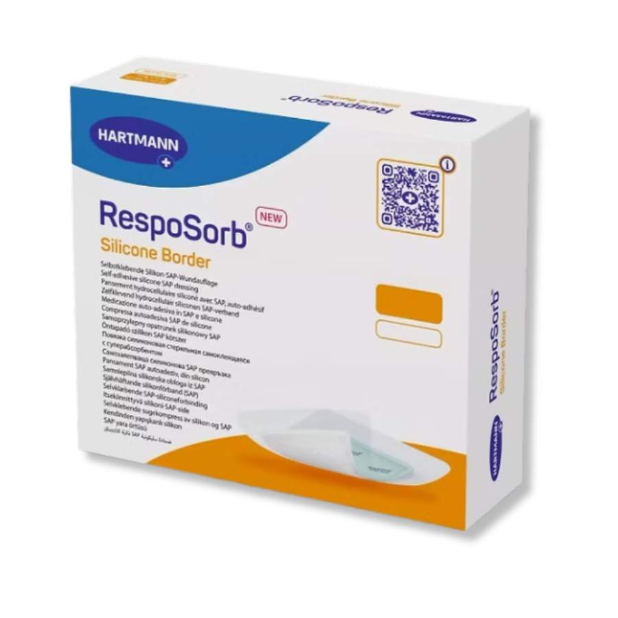 Επίθεμα κατακλίσεων RespoSorb Silicone Border Hartmann με αυτοκόλλητο περίγραμμα και σιλικόνη για τραύματα με υψηλή εξίδρωση