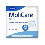 Γάντια καθαρισμού Hartmann MoliCare Skin – Συσκευασία 8 τεμαχίων για ολοκληρωμένο μπάνιο χωρίς νερό, ιδανικά για κλινήρεις ασθενείς και ώριμη επιδερμίδα.