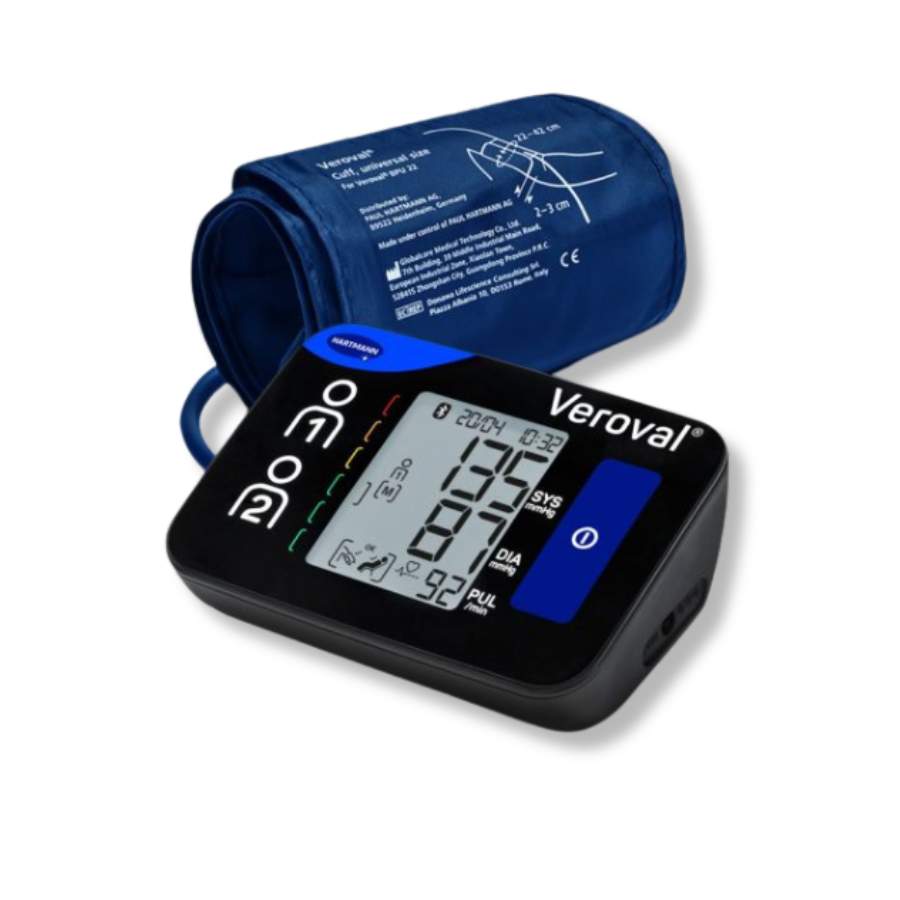 Πιεσόμετρο βραχίονα Veroval compact+ Hartmann με ανίχνευση AFib, Bluetooth σύνδεση και τριπλή μέτρηση για ακριβή αποτελέσματα.