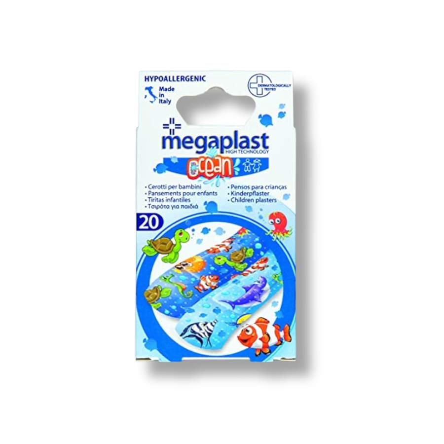 Megaplast Ocean Παιδικά Αυτοκόλλητα Επιθέματα 20τμχ 6x2cm παιδιά μικροτραυματισμοί