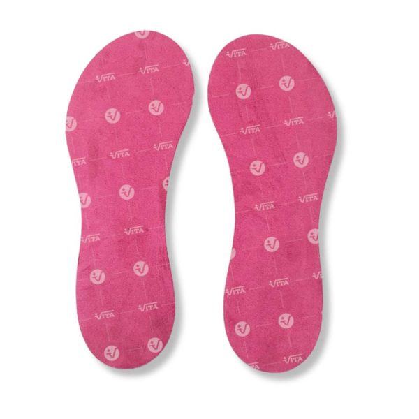 Πάτοι σιλικόνης με επένδυση microfiber Deramed σε ροζ και μπλε χρώμα – ιδανικοί για άνεση και απορρόφηση κραδασμών κατά την ορθοστασία.