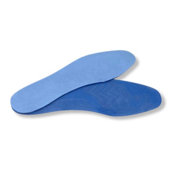 Πάτοι σιλικόνης με επένδυση microfiber Deramed σε ροζ και μπλε χρώμα – ιδανικοί για άνεση και απορρόφηση κραδασμών κατά την ορθοστασία.