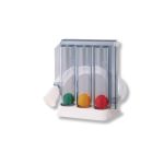 Εξασκητής αναπνοής CAMI για εισπνοή και εκπνοή με 3 χρωματιστές μπάλες, ιδανικός για ασθενείς με αναπνευστικά προβλήματα.